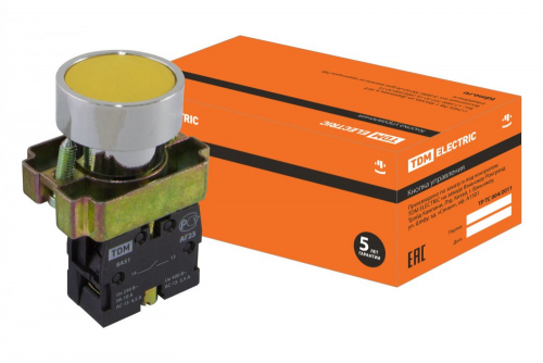SQ0704-0040 Кнопка BА51 без подсветки желтый 1з TDM