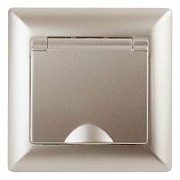 Б0053660 Розетка 1-м СП Solo 4-203-04 16А 250В IP20 2P+E Schuko с заземл. защ. крышка шампань Intro 