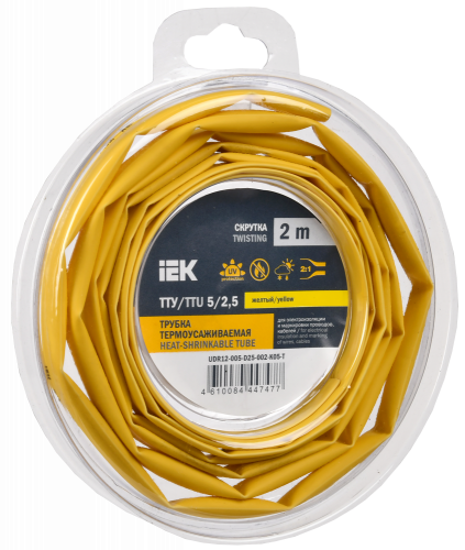 UDR12-005-D25-002-K05-T Трубка термоусадочная ТТУ нг-LS 5/2.5 желт. (уп.2м) IEK 