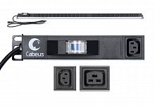 9553c Блок розеток для 19дюйм шкафов PDU-16-14C13-10C19-B-C14 вертик. 10 розеток IEC 320 C19 14 розеток IEC 320 C13 10А автомат защиты алюм. корпус шнур с вилкой IEC 320 С14 2м Cabeus 