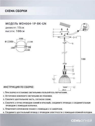 Подвесной светильник Seven Fires Dzhenis WD4004/1P-BK-GN в г. Санкт-Петербург  фото 2