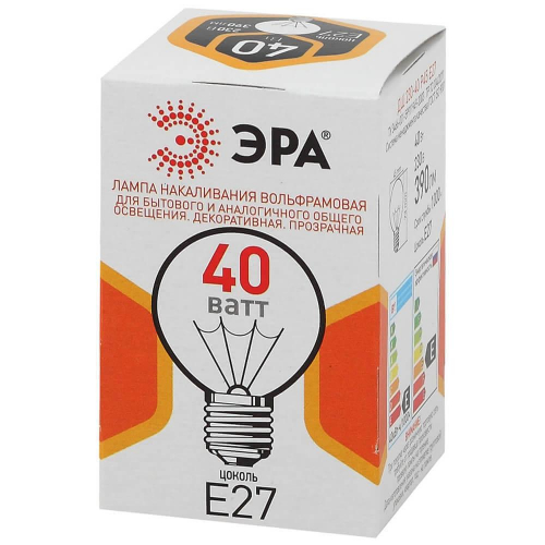 Лампа накаливания ЭРА E27 40W прозрачная ДШ 40-230-E27-CL Б0039137 в г. Санкт-Петербург  фото 3