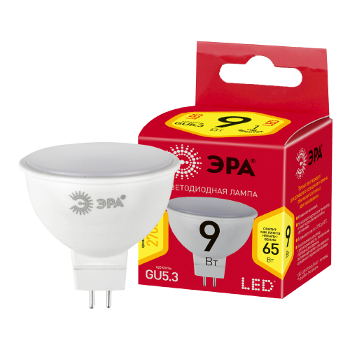 Лампа светодиодная ЭРА GU5.3 9W 2700K матовая LED MR16-9W-827-GU5.3 R Б0054239 в г. Санкт-Петербург 