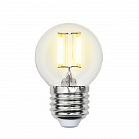 Лампа светодиодная филаментная Uniel E27 6W 4000K прозрачная LED-G45-6W/NW/E27/CL PLS02WH UL-00001370 в г. Санкт-Петербург 
