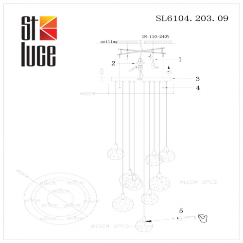 Подвесная светодиодная люстра ST Luce Montecelio SL6104.203.09 в г. Санкт-Петербург  фото 2