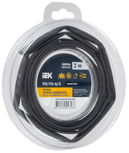 UDR12-006-003-002-K02-T Трубка термоусадочная ТТУ нг-LS 6/3 черн. (уп.2м) IEK 