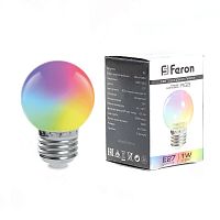 Лампа светодиодная Feron LB-371 Шар матовый E27 3W RGB быстрая смена цвета 38127 в г. Санкт-Петербург 
