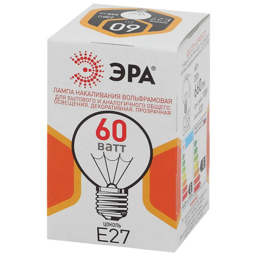 Лампа накаливания ЭРА E27 60W прозрачная ДШ 60-230-E27-CL Б0039139 в г. Санкт-Петербург  фото 2