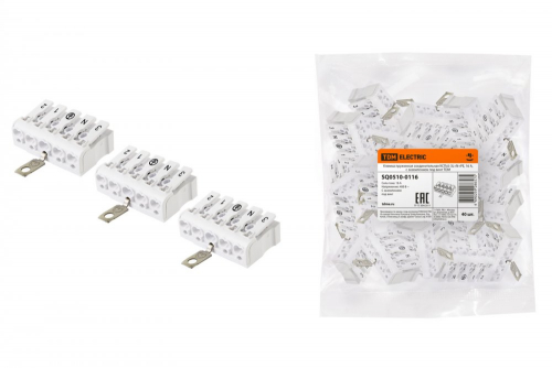 SQ0510-0116 Клемма пружинная соединительная КСПз5-3L+N+PE, 16 A, с заземлением под винт TDM