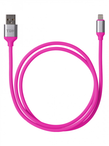 Дата-кабель, ДК 21, USB - Lightning, 1 м, силиконовая оплетка, розовый, TDM в г. Санкт-Петербург 