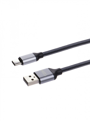 Дата-кабель, ДК 11, USB - USB Type-C, 1 м, тканевая оплетка, серый, TDM в г. Санкт-Петербург  фото 3