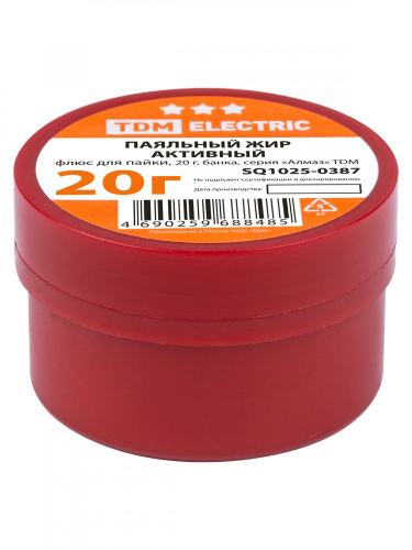 SQ1025-0387 Флюс для пайки, паяльный жир активный, 20 г, банка, серия "Алмаз" TDM