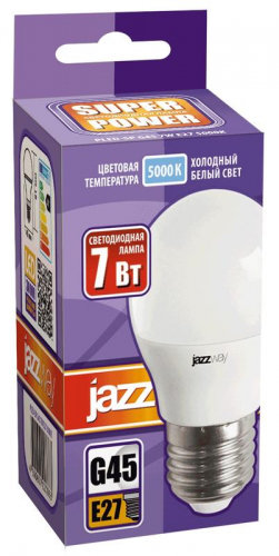 Лампа светодиодная PLED-SP 7Вт G45 шар 5000К холод. бел. E27 540лм 230В JazzWay 1027887-2 в г. Санкт-Петербург  фото 2