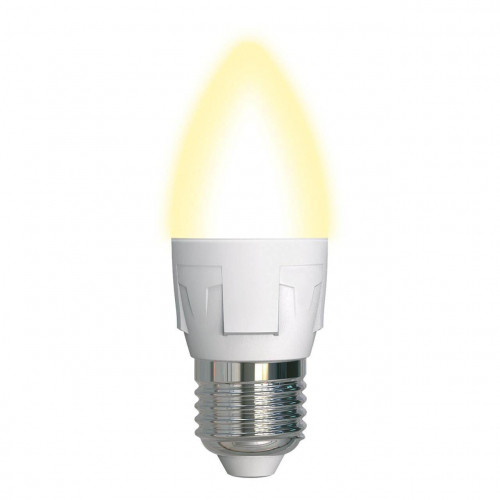 Лампа светодиодная диммируемая Uniel E27 7W 3000K матовая LED-C37 7W/3000K/E27/FR/DIM PLP01WH UL-00004297 в г. Санкт-Петербург 