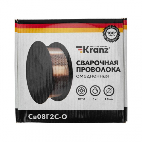 Проволока сварочная омедненная Св08Г2С-О (ER70S-6; SG2) 5кг 1.0мм D200 Kranz KR-11-0982-5 в г. Санкт-Петербург  фото 4