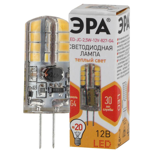 Лампа светодиодная ЭРА G4 2.5W 2700K прозрачная LED JC-2.5W-12V-827-G4 Б0033191 в г. Санкт-Петербург  фото 2