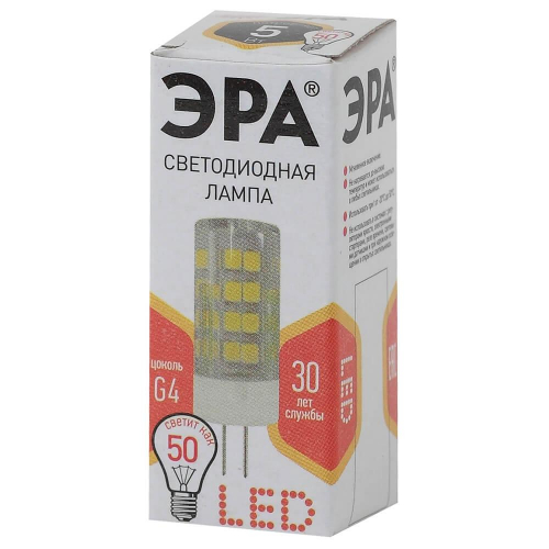 Лампа светодиодная ЭРА G4 5W 2700K прозрачная LED JC-5W-220V-CER-827-G4 Б0027857 в г. Санкт-Петербург  фото 2