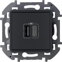 673763 Устройство зарядное Inspiria с 2-мя USB разьемами A и C 240В/5В 3000мА антрацит IEK 