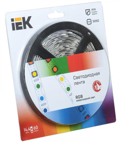 Лента светодиодная LED LSR-5050RGB60-14.4-IP20-12V 14.4Вт/м полноцвет. (уп.5м) IEK LSR2-3-060-20-1-05 в г. Санкт-Петербург 