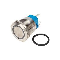 36-3513 Кнопка антивандальная d22 12В без фикс. (6с) OFF-(ON)/ON-(OFF) подсв/зел. Rexant 