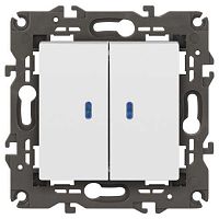 Б0034237 Выключатель 2-кл. СП Elegance 14-1105-01 10А IP20 250В 10AX с подсветкой механизм бел. Эра 