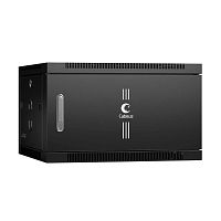 8609c Шкаф телекоммуникационный настенный SH-05F-6U60/35m-BK 19дюйм 6U 600х350х368мм дверь метал. черн. (RAL 9004) Cabeus 