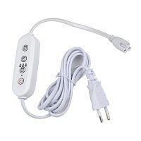 UL-00006493 Таймер UST-E33 WHITE 2M с вилкой и разъемом L;N;G для фито светильника 220В 150Вт провод 2м Uniel 