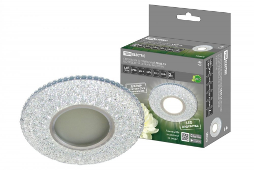 SQ0359-0145 Светильник встраиваемый СВ 03-15 MR16 50Вт G5.3 LED подсветка 3 Вт зеркальный/хром TDM