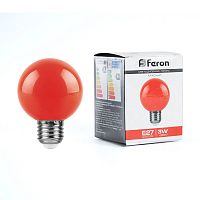 Лампа светодиодная Feron LB-371 Шар E27 3W 230V красный 25905 в г. Санкт-Петербург 