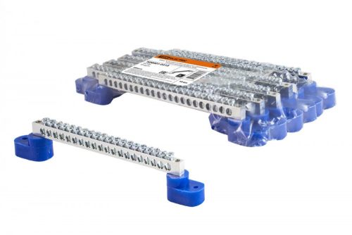 SQ0801-0315 Шина "N" нулевая 6х9мм на двух угл. изоляторах 20 групп никелированная TDM