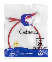 7668c Патч-корд U/UTP кат.5E PC-UTP-RJ45-Cat.5e-0.5m-RD 2xRJ45/8p8c неэкранир. PVC 0.5м красн. Cabeus 