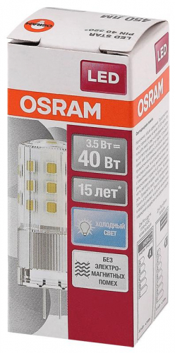Лампа светодиодная LED STAR PIN40 CL 840 3.5Вт прозрачная 4000К нейтр. бел. G4 12В стекл. OSRAM 4058075369030 в г. Санкт-Петербург  фото 2