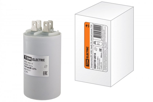 SQ0739-0016 Конденсатор ДПС 450В, 14мкФ, 5%, плоский разъем, TDM