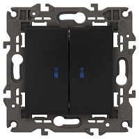 Б0034241 Выключатель 2-кл. СП Elegance 14-1105-05 10А IP20 250В 10AX с подсветкой механизм антрацит Эра 