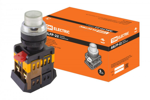 SQ0704-0032 Кнопка ABLFP-22 прозрачн. d22мм неон/230В 1з+1р TDM