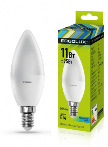 Лампа светодиодная LED-C35-11W-E14-4K Свеча 11Вт E14 4500К 172-265В Ergolux 13619 в г. Санкт-Петербург 