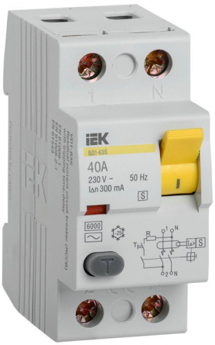 Выключатель дифференциального тока (УЗО) 2п 40А 300мА тип ACS ВД1-63S IEK MDV12-2-040-300 в г. Санкт-Петербург 