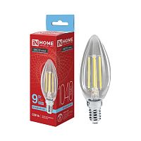 4690612067056 Лампа светодиодная LED-СВЕЧА-deco 9Вт свеча прозрачная 6500К E14 1040лм 230В IN HOME 