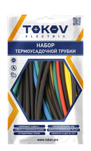 TKE-THK-3-8-0.1-6С Набор трубок термоусадочных 3/1.5; 4/2; 5/2.5; 6/3; 8/4 100мм 30шт (6 цветов по 1шт каждого размера) TOKOV ELECTRIC 