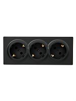 752-4200-127BUP Розетка 3-м ОП LETO с заземл. закрытый корпус ПБТ черн. бархат LEZARD 