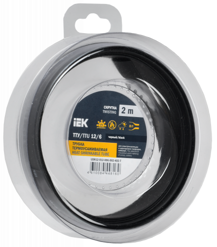 UDR12-012-006-002-K02-T Трубка термоусадочная ТТУ нг-LS 12/6 черн. (уп.2м) IEK 