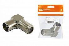 SQ1809-0013 Переходник гнездо F - штекер TV угловой, инд. упаковка TDM