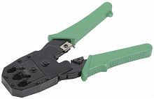 TM1-G10V Инструмент обжимной для RJ45; RJ12; RJ11 без храпового механизма ручки из ПВХ с цепочкой зел. ITK 