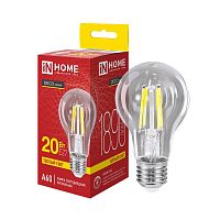4690612063171 Лампа светодиодная LED-A60-deco 20Вт прозрачная 3000К E27 1890лм 230В IN HOME 