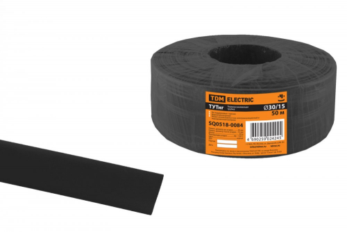 SQ0518-0084 Термоусаживаемая трубка ТУТнг 30/15 черная (50 м/ролл) TDM