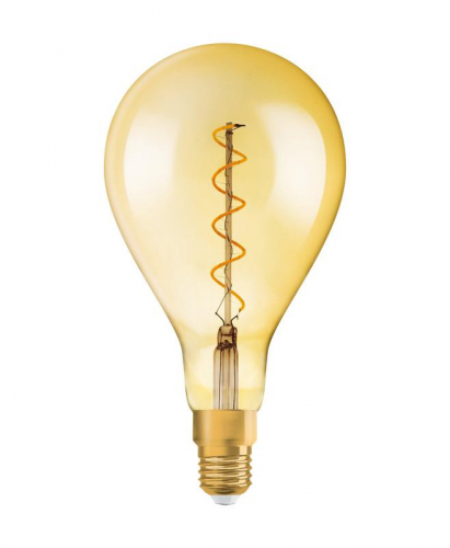 Лампа светодиодная филаментная Vintage 1906 LED dim CL A160 FIL GOLD 28 dim 5W/820 5Вт тепл. бел. E27 (замена 28Вт) диммир. зол. OSRAM 4058075269705 в г. Санкт-Петербург 
