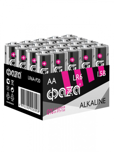 Элемент питания алкалиновый AA/LR6 1.5В Alkaline Pack-20 (уп.20шт) ФАZА 5028098 в г. Санкт-Петербург 