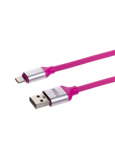 Дата-кабель, ДК 21, USB - Lightning, 1 м, силиконовая оплетка, розовый, TDM в г. Санкт-Петербург  фото 3
