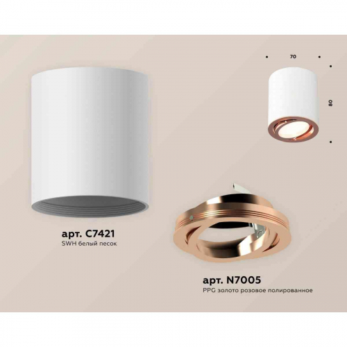 Комплект накладного светильника Ambrella light Techno Spot XS7421004 SWH/PPG белый песок/золото розовое полированное (C7421, N7005) в г. Санкт-Петербург  фото 2