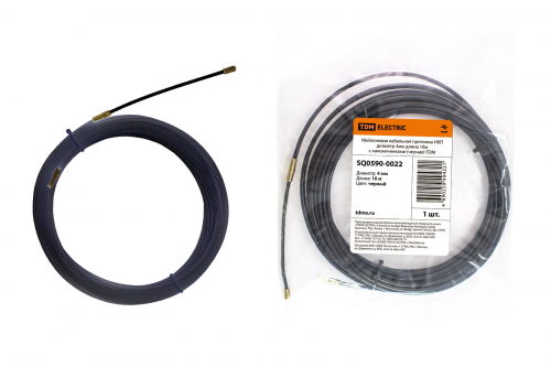 Нейлоновая кабельная протяжка НКП диаметр 4мм длина 10м с наконечниками (черная) TDM в г. Санкт-Петербург 